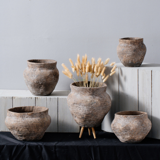 Retro design cylinder shape potted balcony indoor cement planter small bonsai succulent plant pots