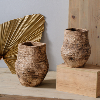 Indoor outdoor design bamboo woven design square shape flower pot garden concrete pots 