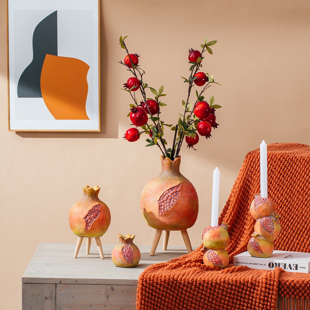 Embossed modern cement vase fruit design Pomegranate shape Concrete Vase