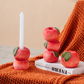  Embossed modern cement candle holder fruits design Peach shape candle holder