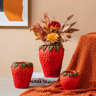 High quality cement garden pot fruits design strawberry shape cement pot for home decor