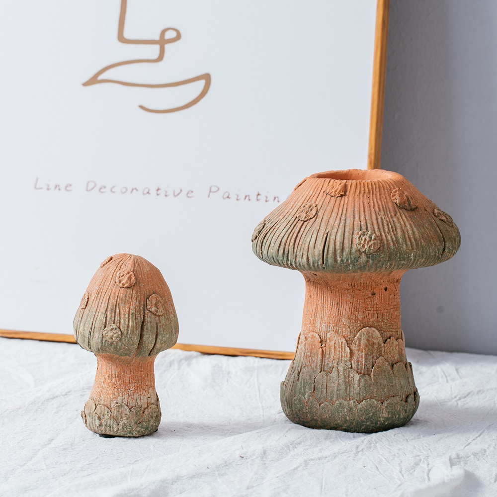 New style modern creative matte terracotta color mushroom shape matte cement home decor 