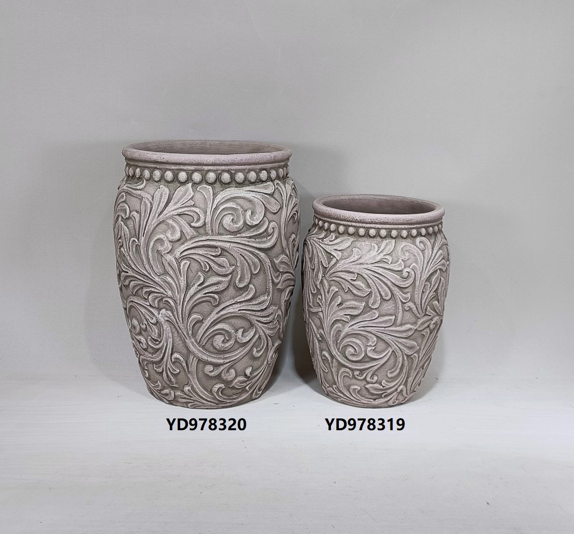 Retro style embossed concrete vase Vintage home decoration cement flower vase flower pot