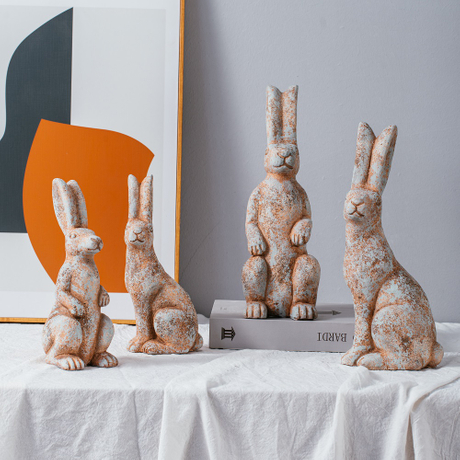 animal shape decoration ornaments matte terracotta color Cute rabbit design matte cement home decor 