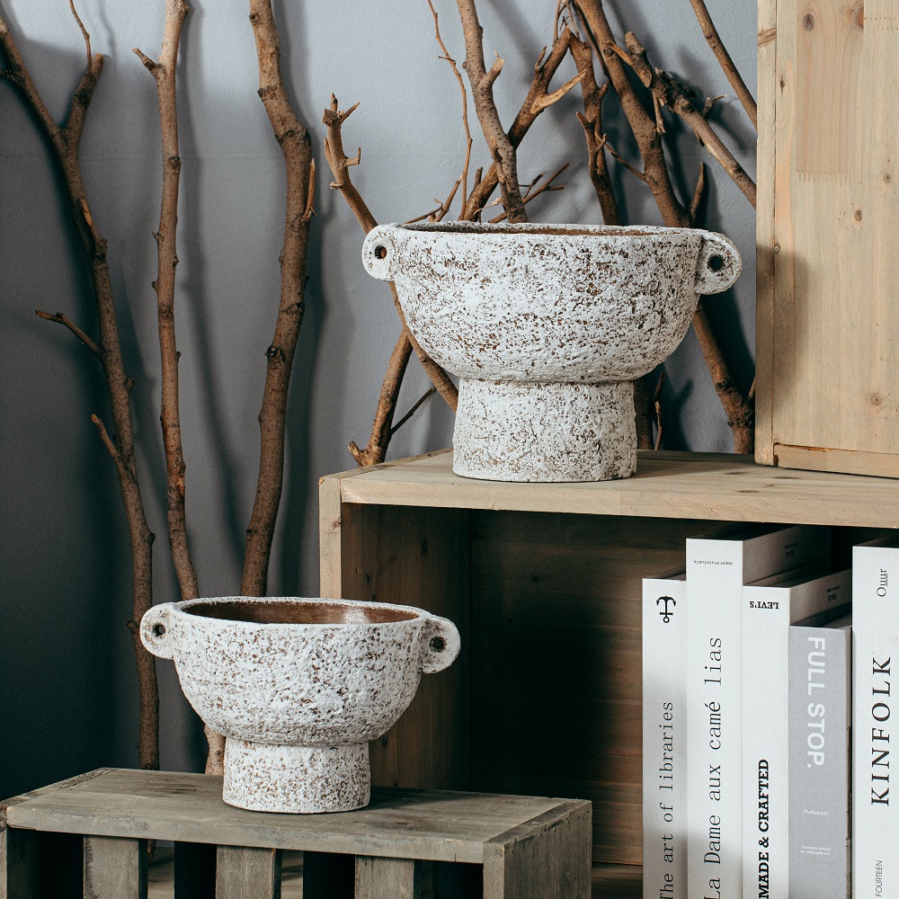 Natural pastoral garden antique terracotta pot cement flowerpot decorative plant pots manufacturer flower pot