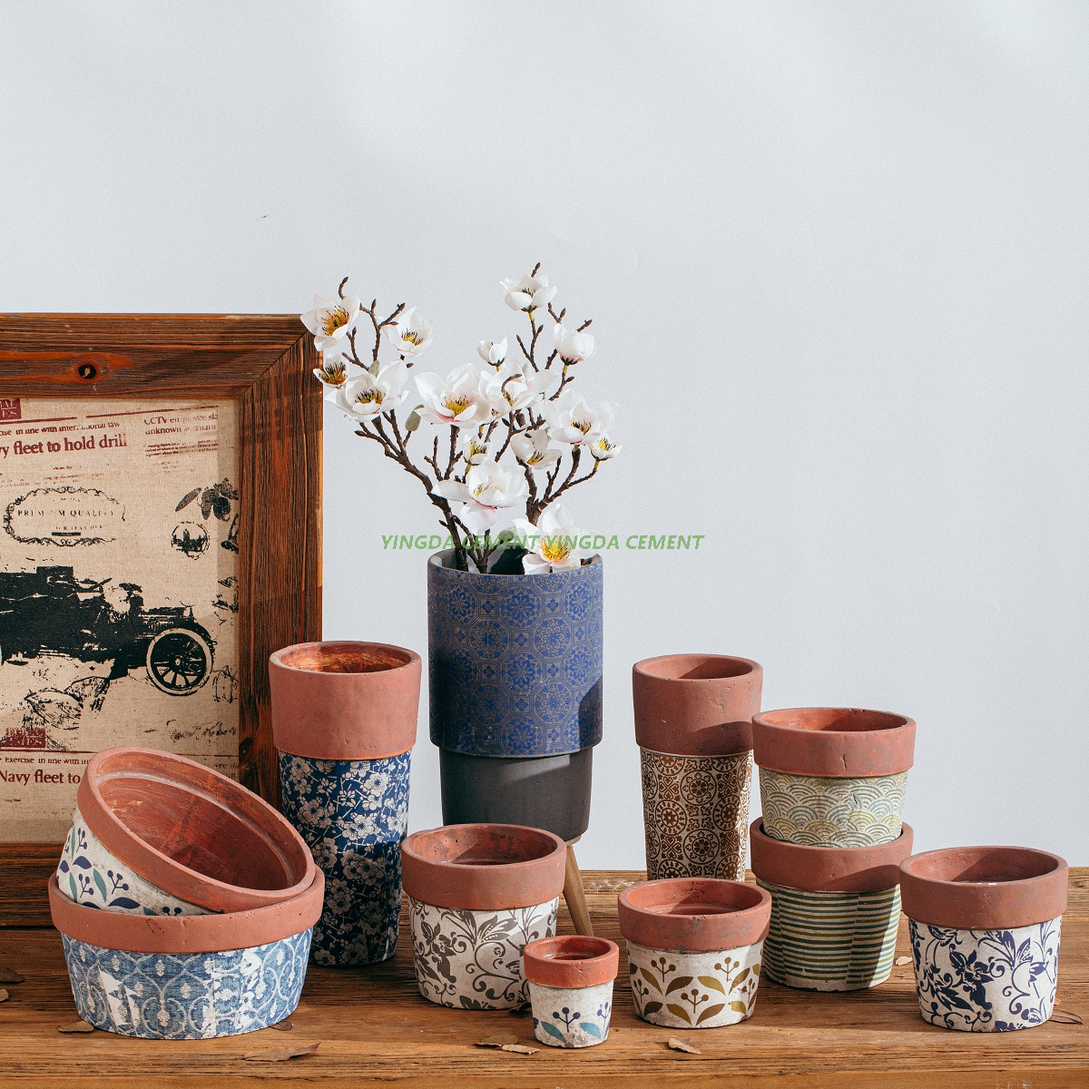 High Quality Creative Design Planter Pot Garden Decoration Rustic Cement Flower Pot for Sale