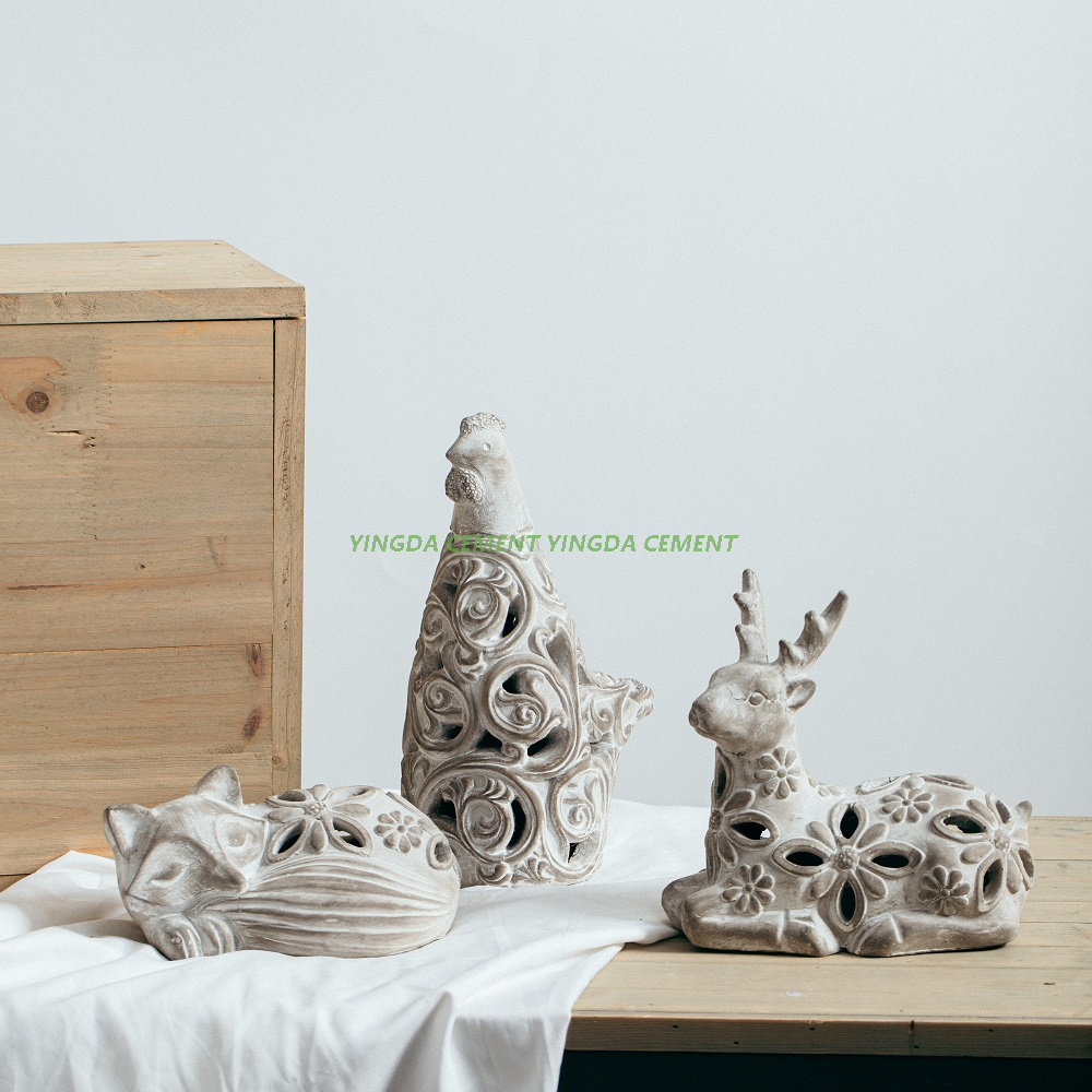 Wholesale Art Hollowed-out Design Cute Animal Crafts Ornaments Creative Cement Home Decoration