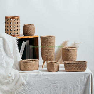 Flower Cement Planter Garden Pot Bamboo Woven View Flower Pots & Planters