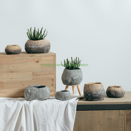 Stone Shape Cement Cactus Pot Home Garden Decoration Flower Plant Pots for Balcony
