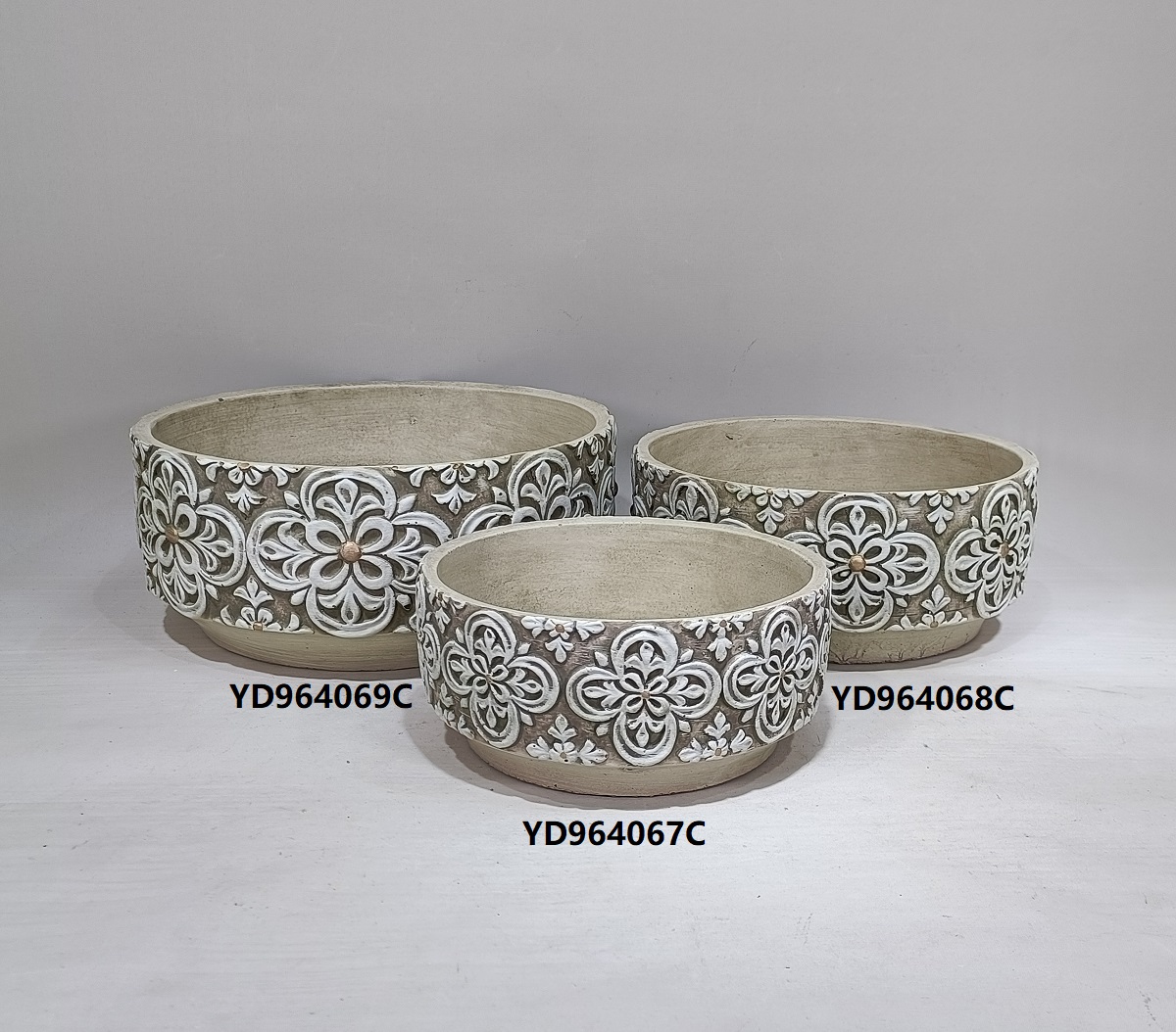 cement garden pot antique embossed home decoration flower pots & planters