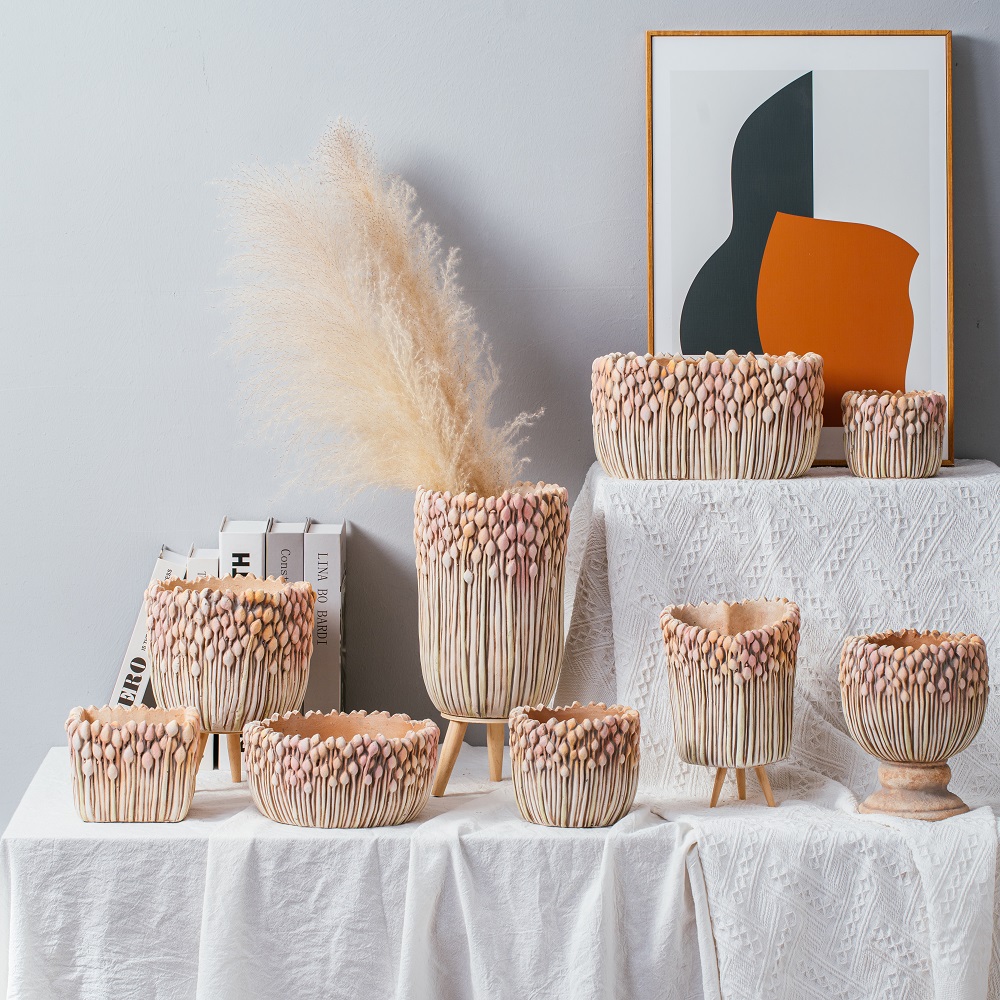 Unique design outdoor indoor decoration cement flower pots for plant