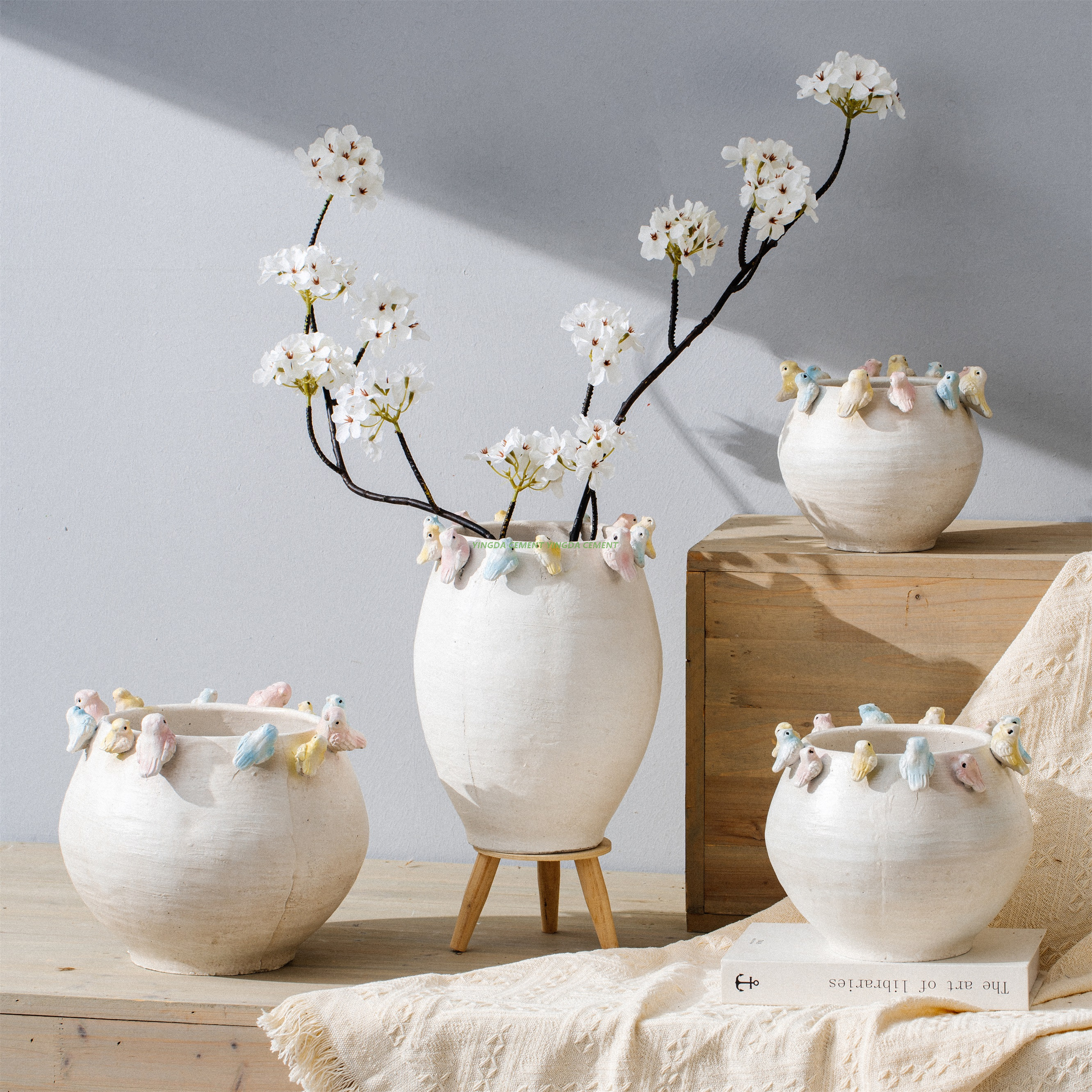 Creative Flowerpots Cement Flower Pots in Bulk Jar Color Creative Home Garden