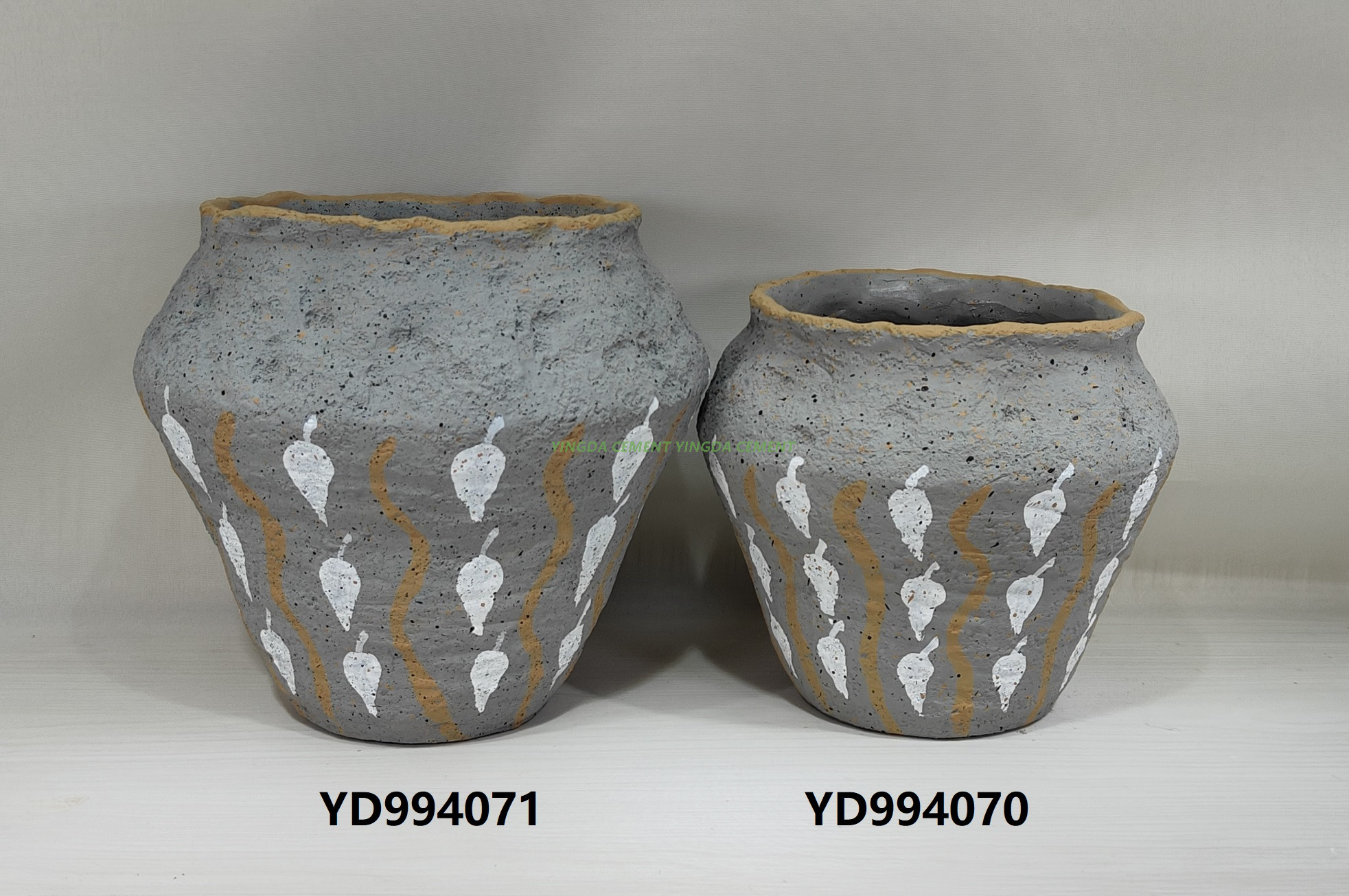 Handmade Cement Concrete Flower Pots With Bases Hand Painted Planter Ceramic Succulent Flowerpot