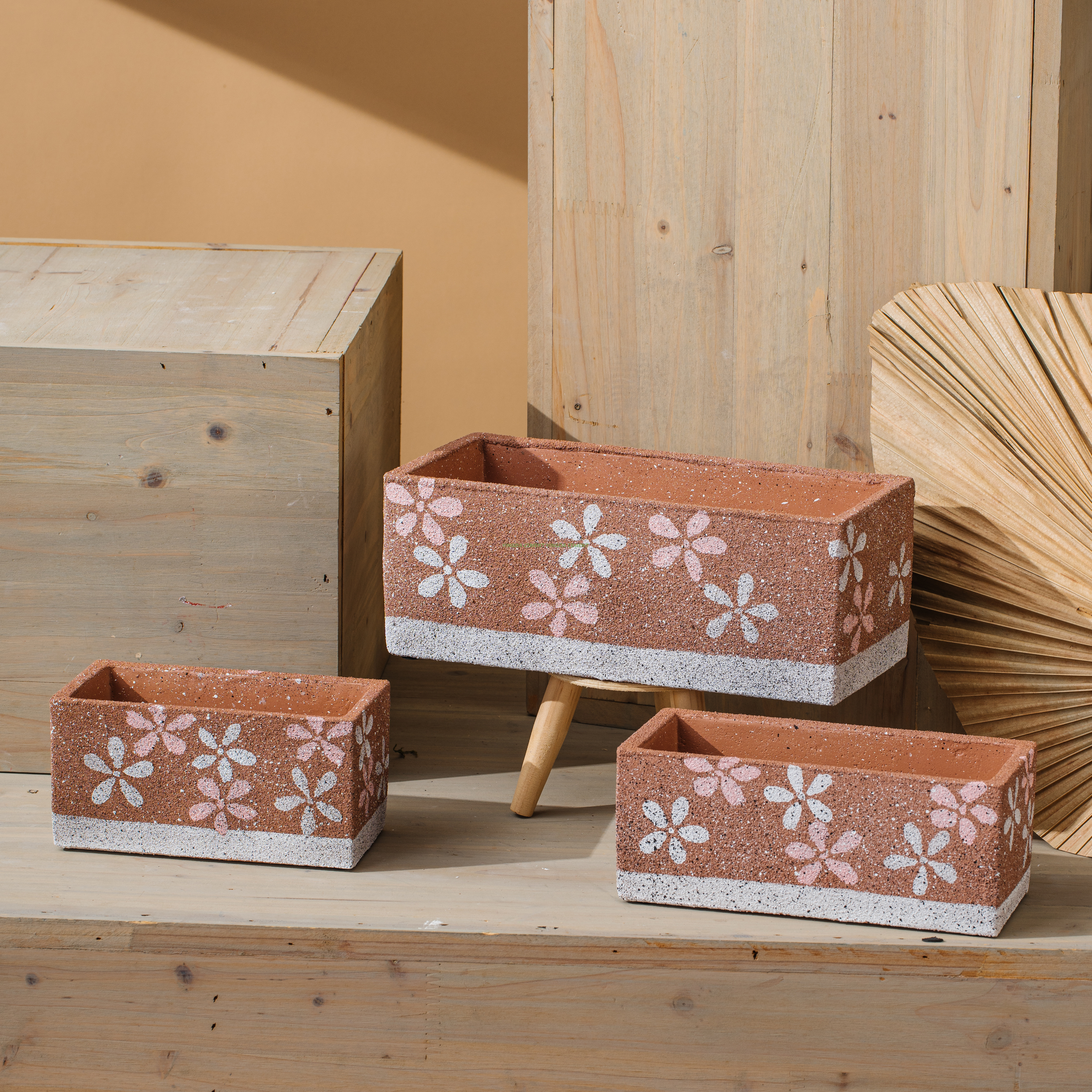 Hand-painted Rainbow Concrete Planter Multiple Sizes