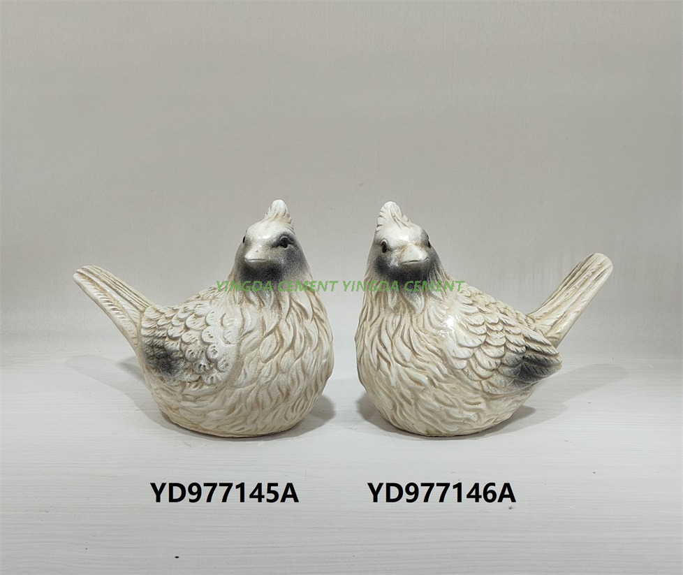 Cement Effect Bird Figurine Sculpture with Antique Brown FIinish Polyresin Bird Statue