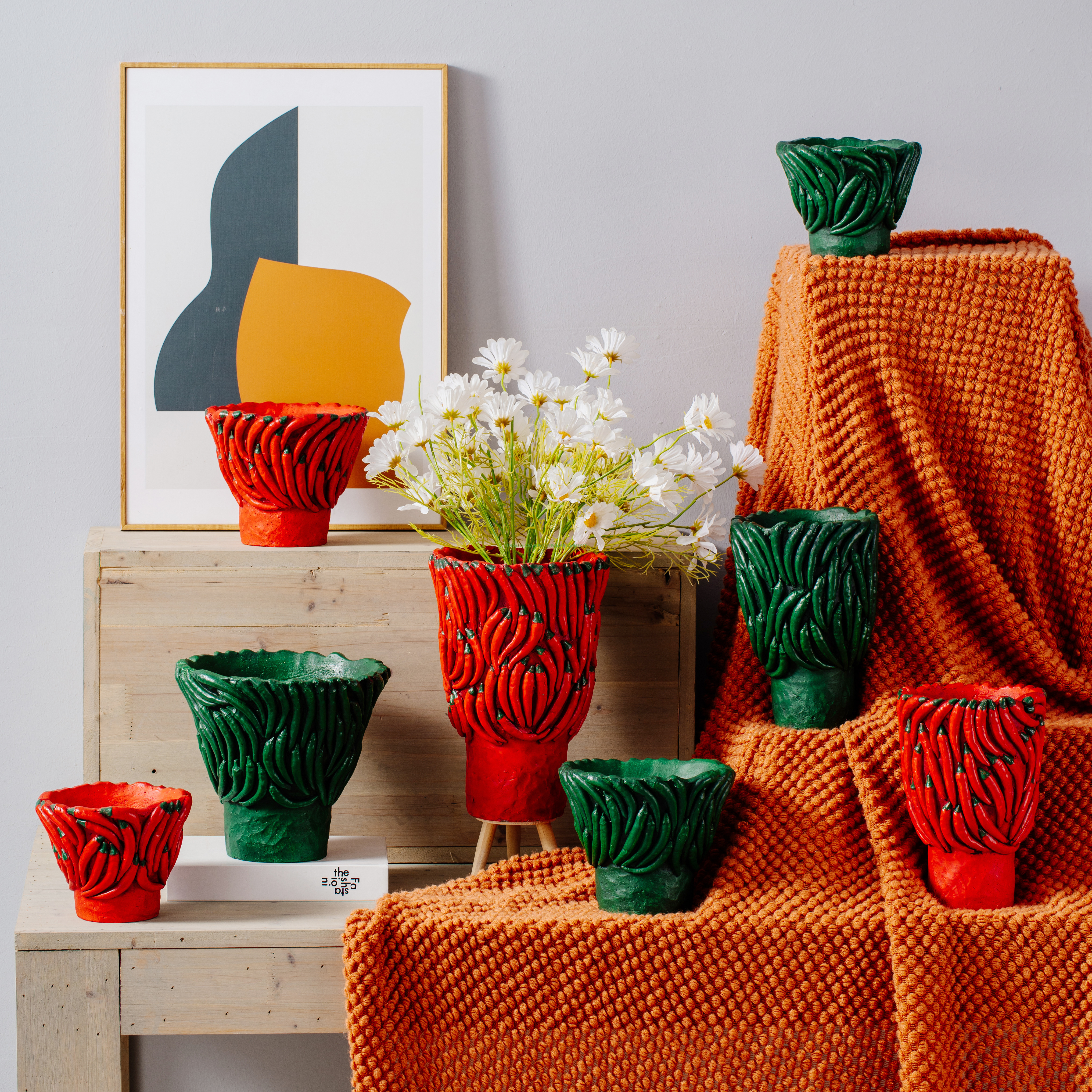 New Design Handmade Creative Pepper Shape Design Cement Succulent Pots Garden Flower Pot