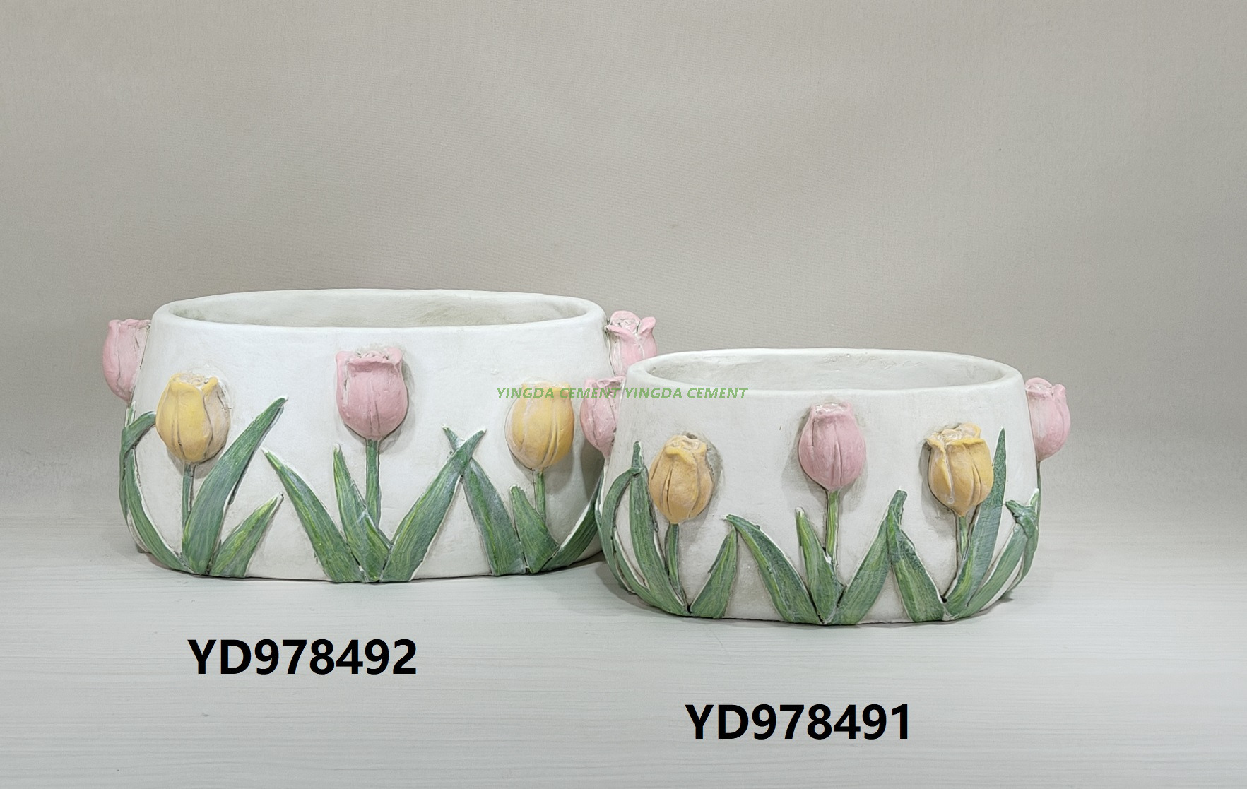 Cement Tulip-shaped Flower Pot Garden Home Decoration 