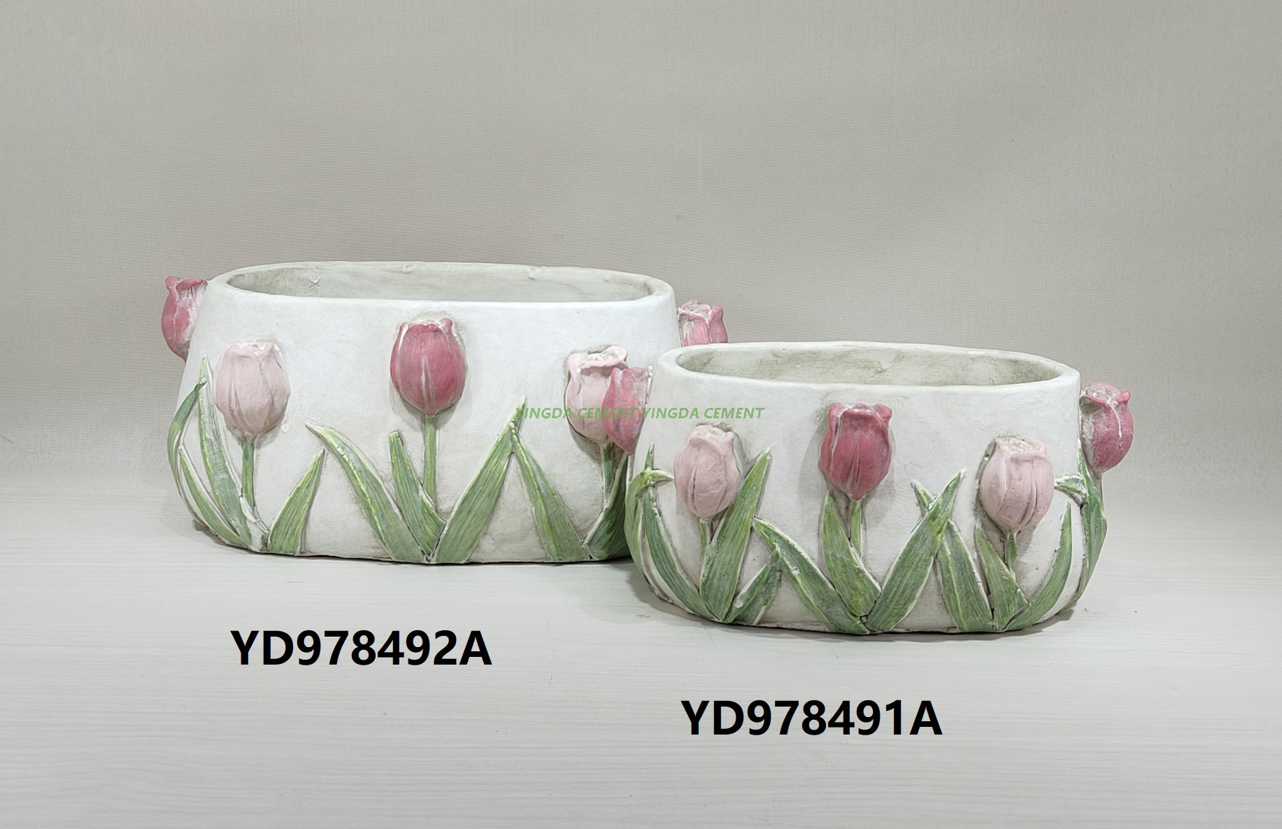 Cement Tulip-shaped Flower Pot Garden Home Decoration 