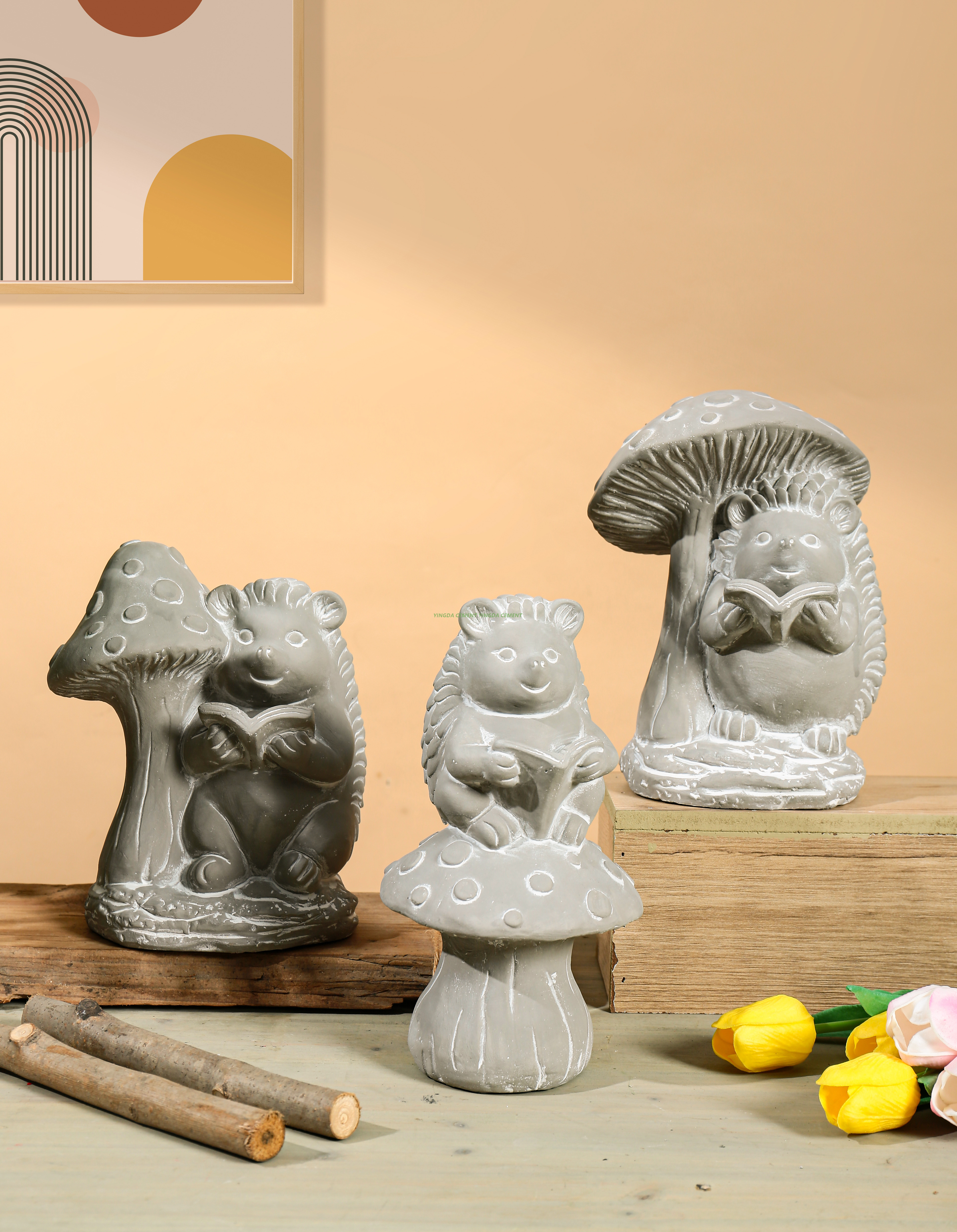 Cute Animal Hedgehog Desktop Tape Dispenser Roll Holder Cement Stationery for Desk Accessories Office and Home Decor