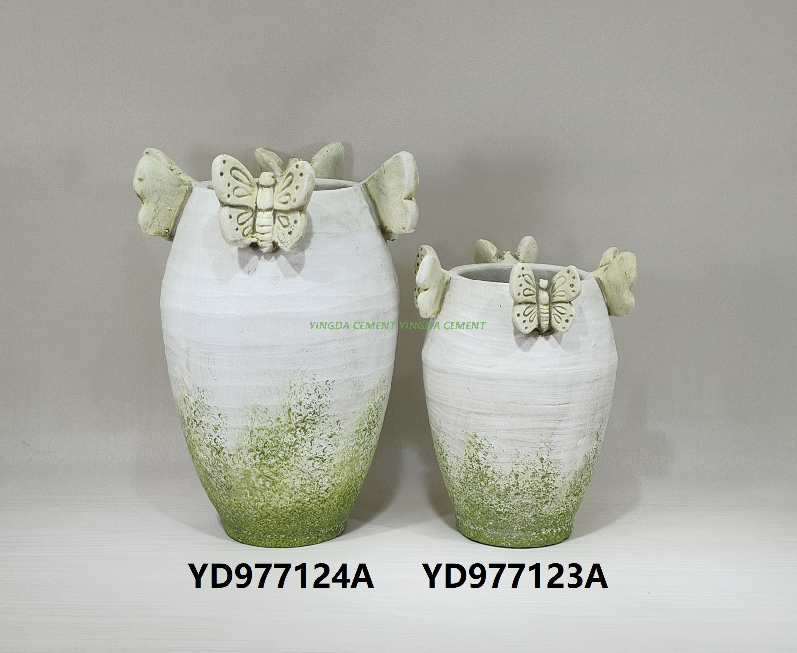 New Design Modern Balcony Decorative Concrete Pots butterfly Embossed Cement Pots for Home Garden