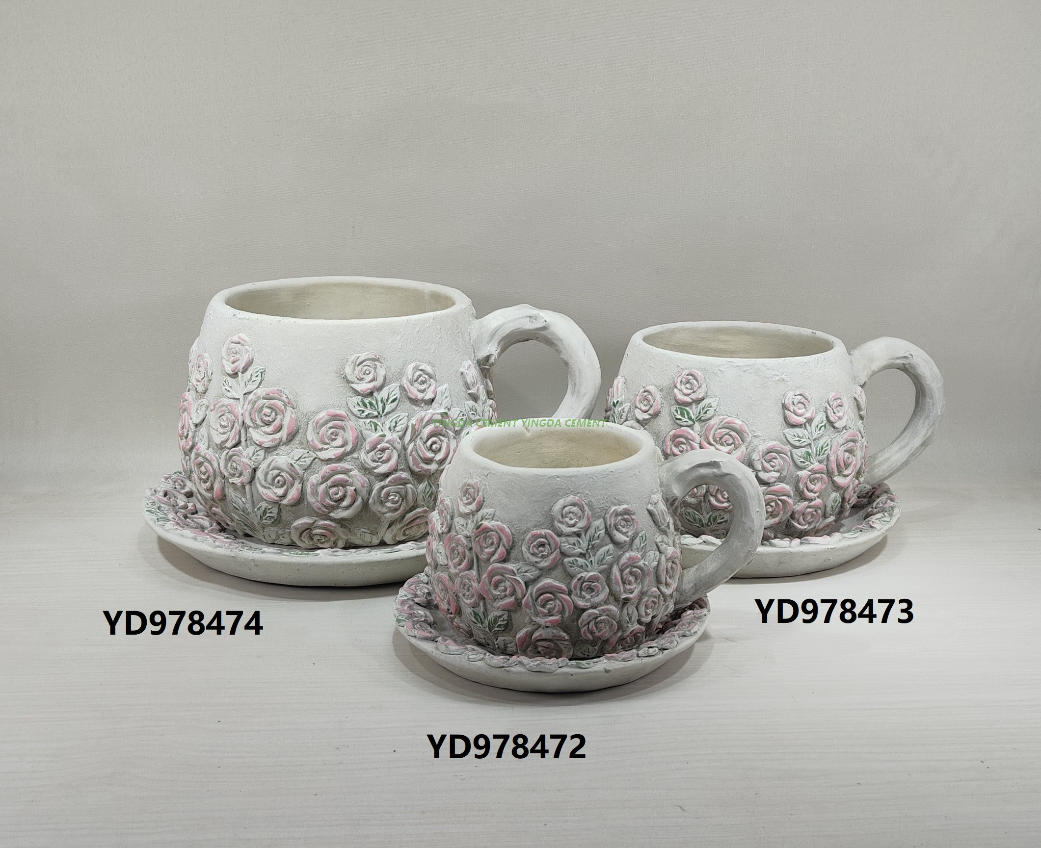 Rose Shape Planter Garden Flower Pot Container for Sale Elegant Gray Outdoor Cement Planters