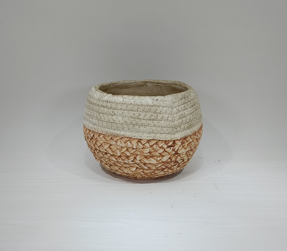 New arrival round ball shape matte concrete cactus pots cement flower pot for garden plants