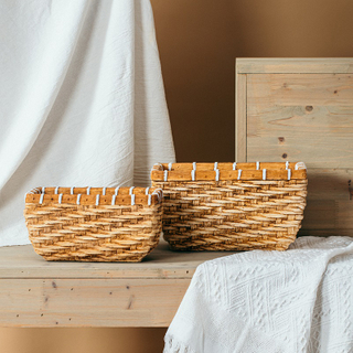 Rustic style indoor outdoor decoration tabletop balcony planter pot cement rectangle garden flower pots