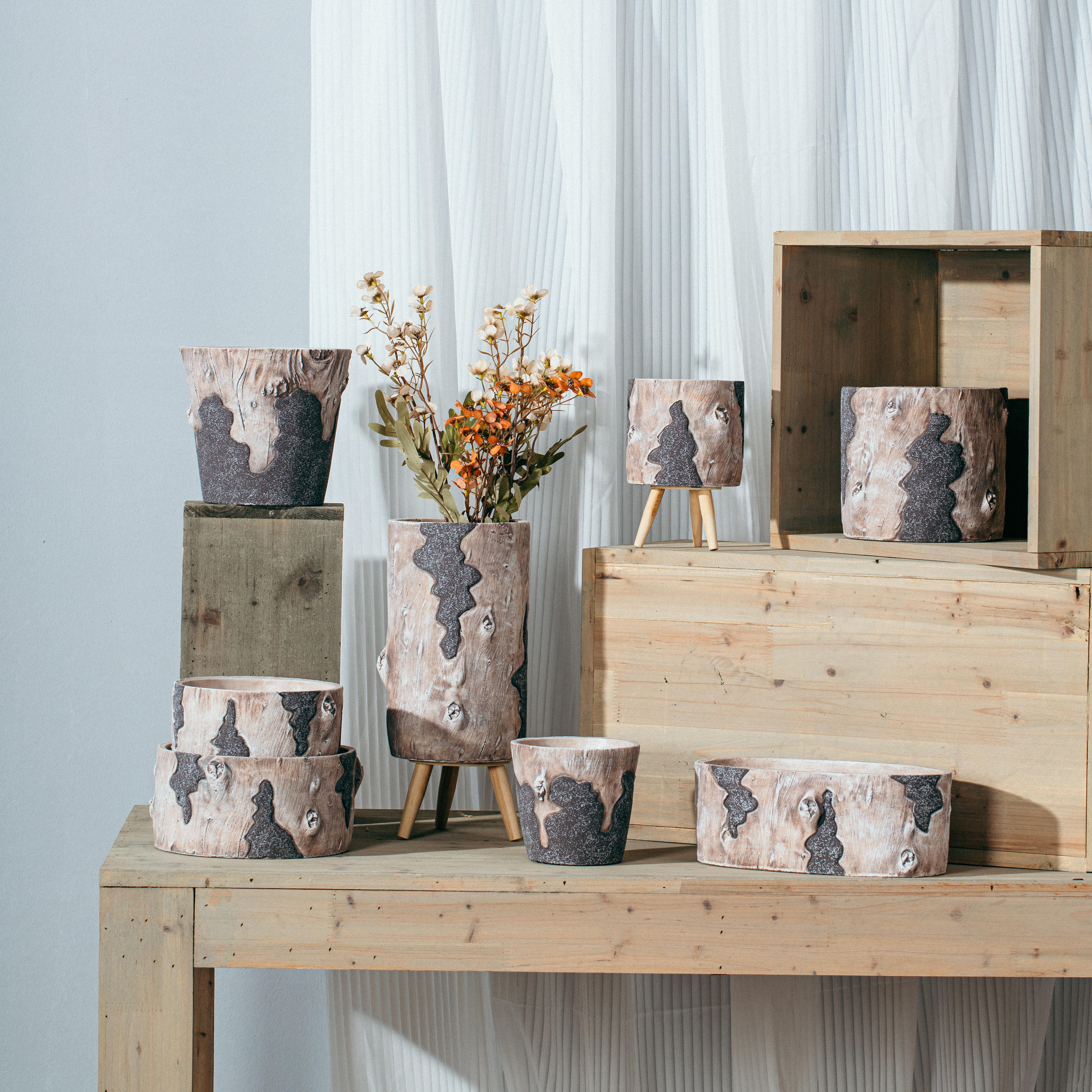 New Arrival Indoor Outdoor Succulent Planter Creative Christmas Decoration Cement Plant Pots for Sale