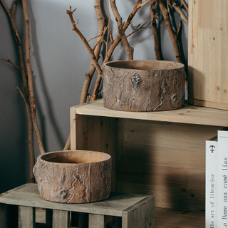 Pastoral handmade decoration tree design wholesale plant pots cement flower pot for garden