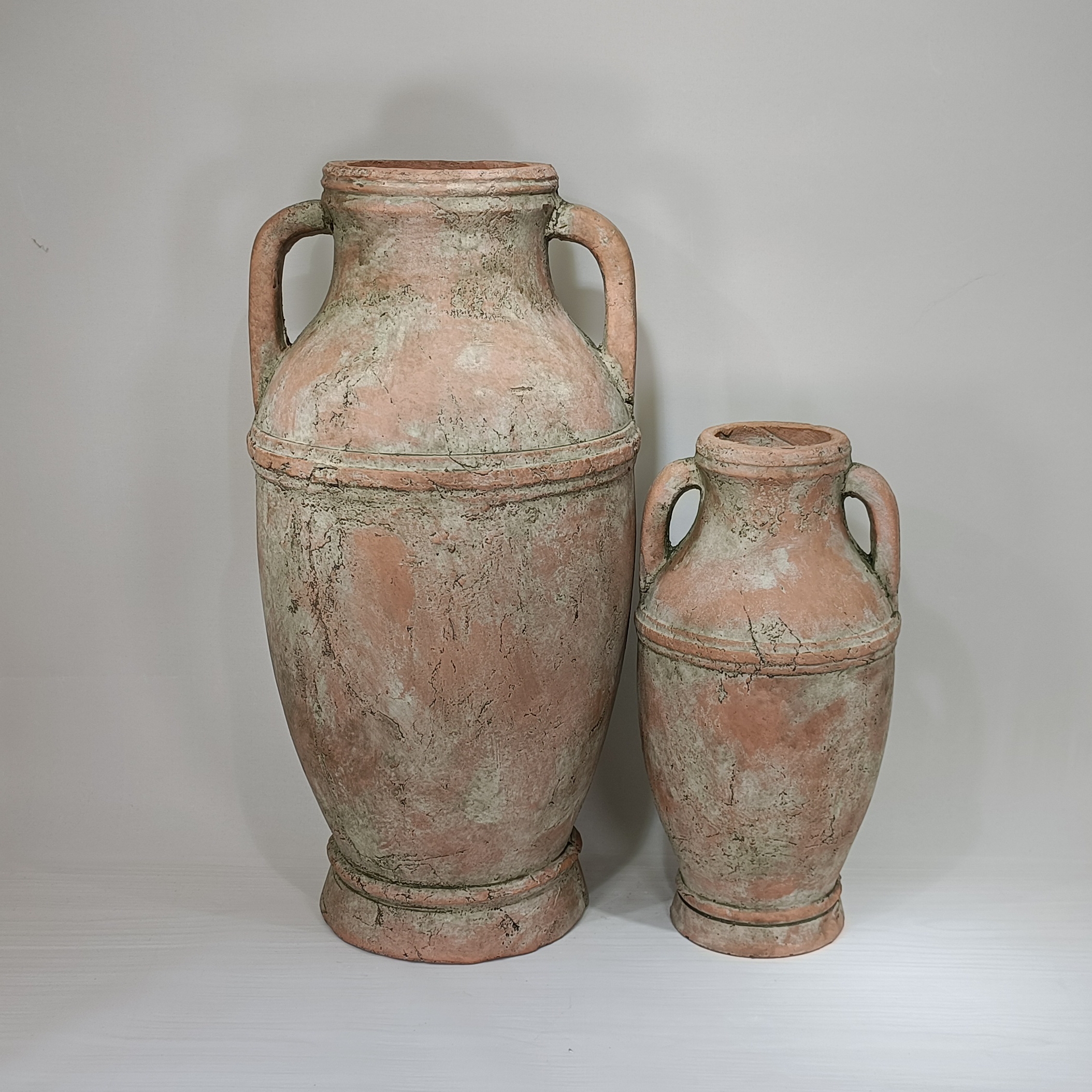 Retro style antique clay pottery garden decorative terracotta vases matte cement flower vase