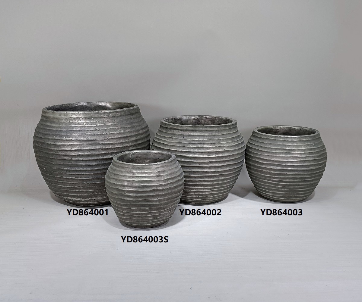 Retro style round clay terracotta flower pot garden ornaments cement plant pot for decoration