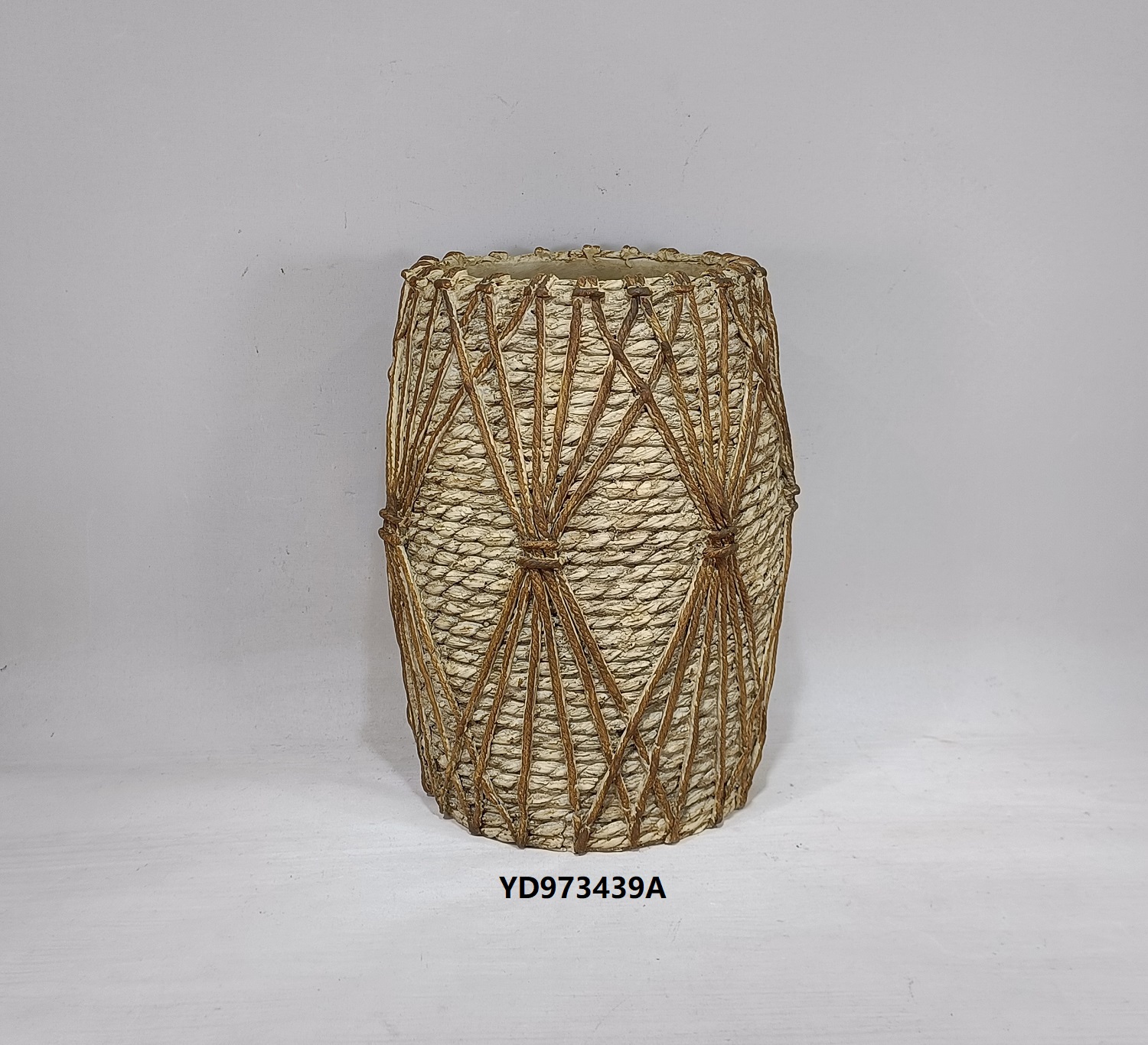 garden decoration plant pots bamboo woven handmade cement flower pot for plant