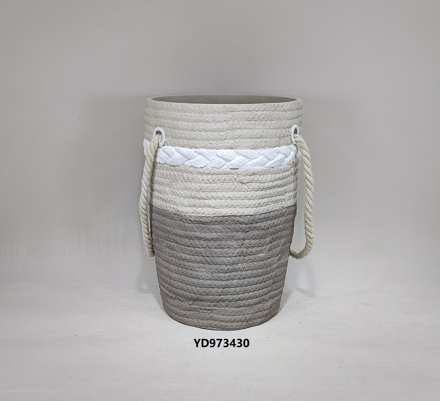home garden decoration cement flower planter pots with jute handle