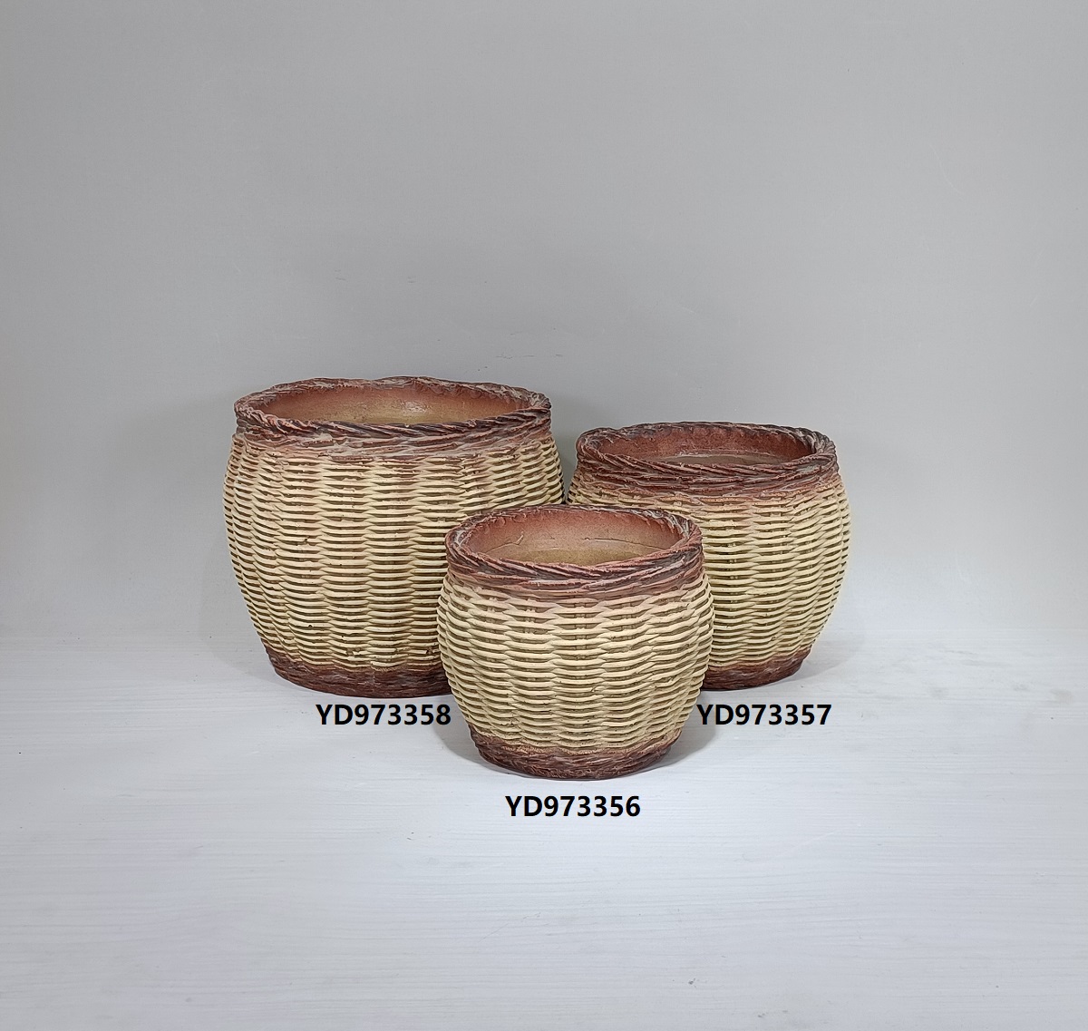 unique bamboo woven basket design succulent flowerpot home decoration cement pots