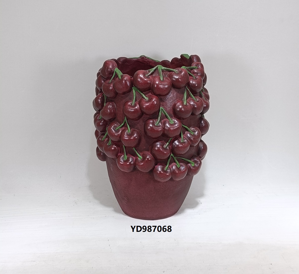 Popular fruit design cherry shape Concrete Vase Embossed modern cement vase