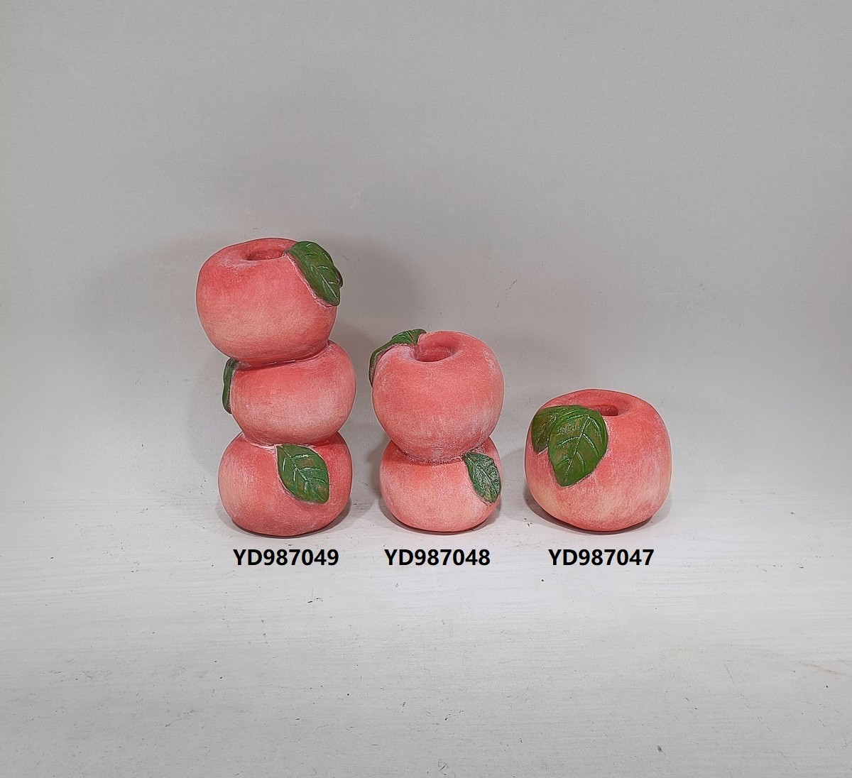  Embossed modern cement candle holder fruits design Peach shape candle holder