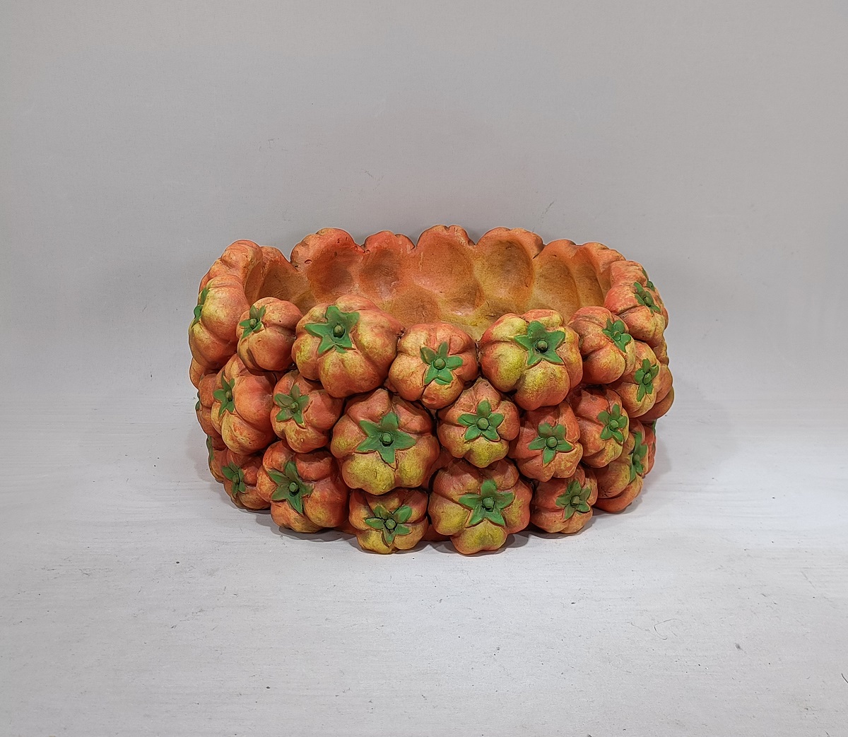 Vegetable Design Tomato Shape Flower Pot Embossed Modern Cement Garden Pot 