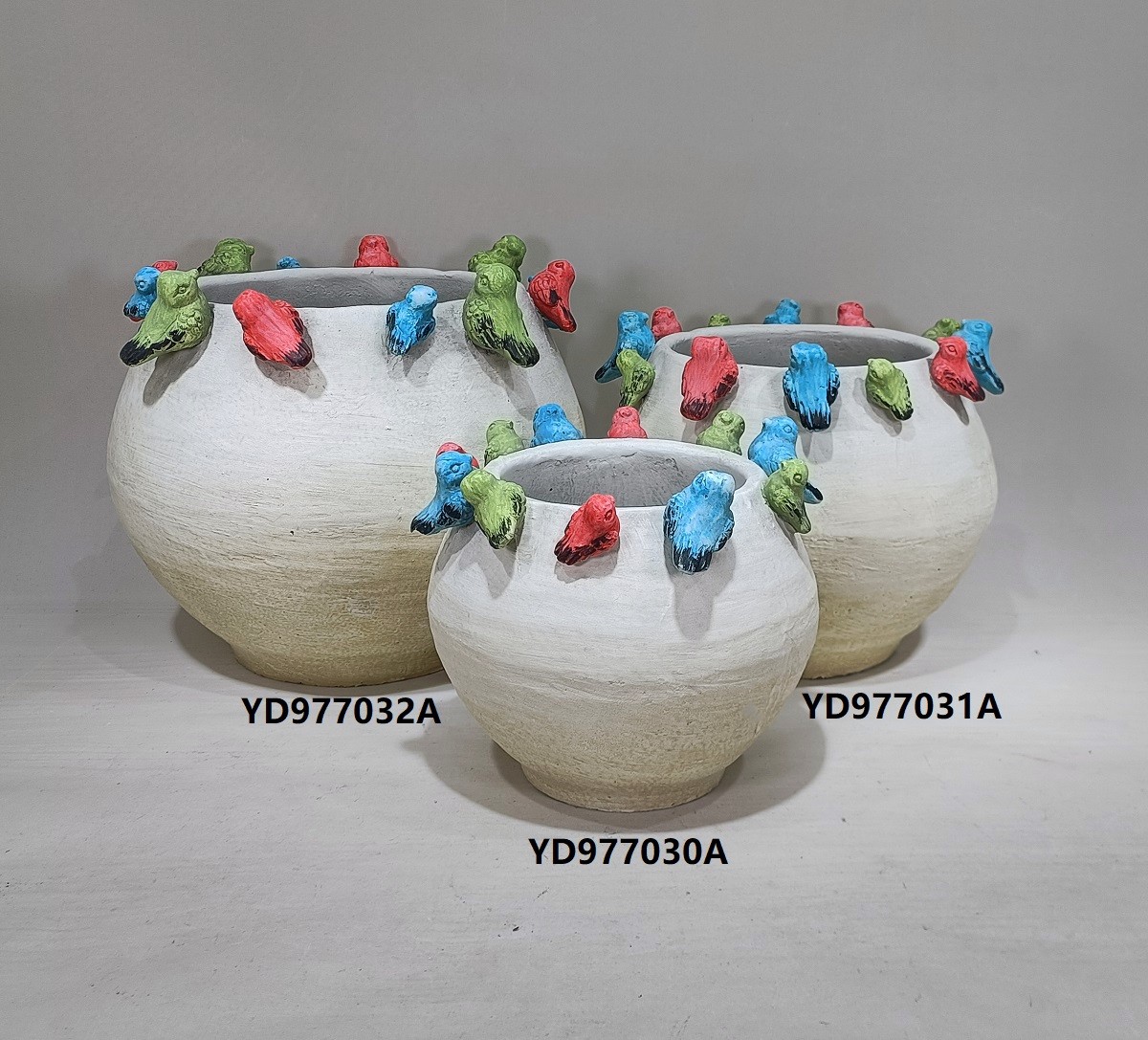 Many Birds embosses design home decorative concrete pots colorful cement flower pot for gifts