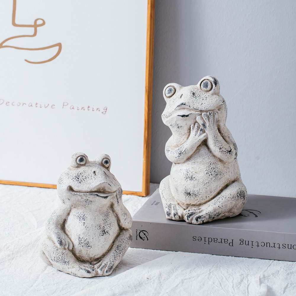 Cute frog design matte cement home decor animal shape decoration ornaments 