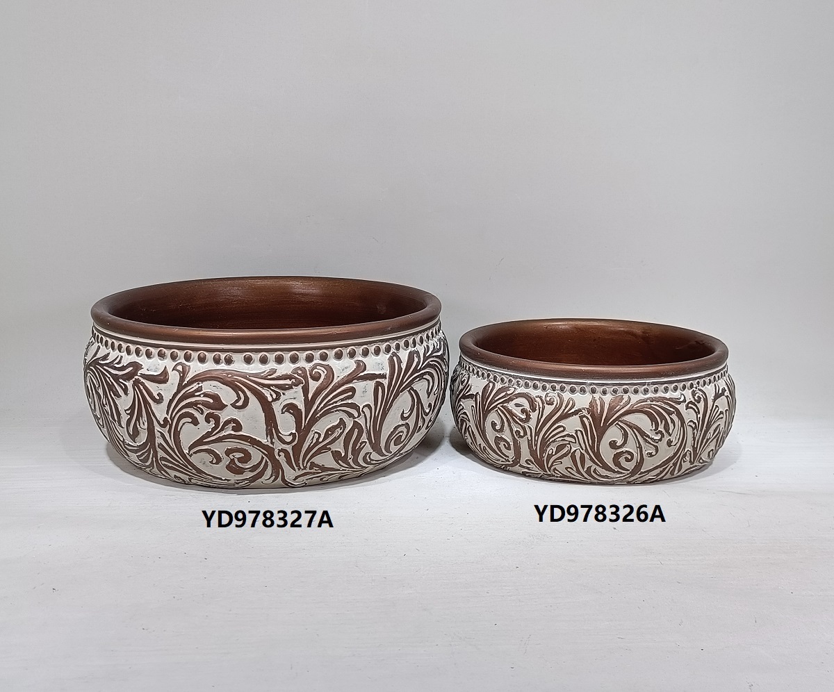 Retro style embossed concrete pots Vintage home decoration cement flower pots & planters