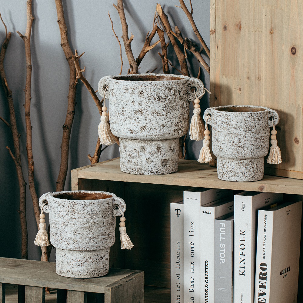 Home garden suppliers wholesale cement plant pots minimalism matte succulent planters decorative flower pot