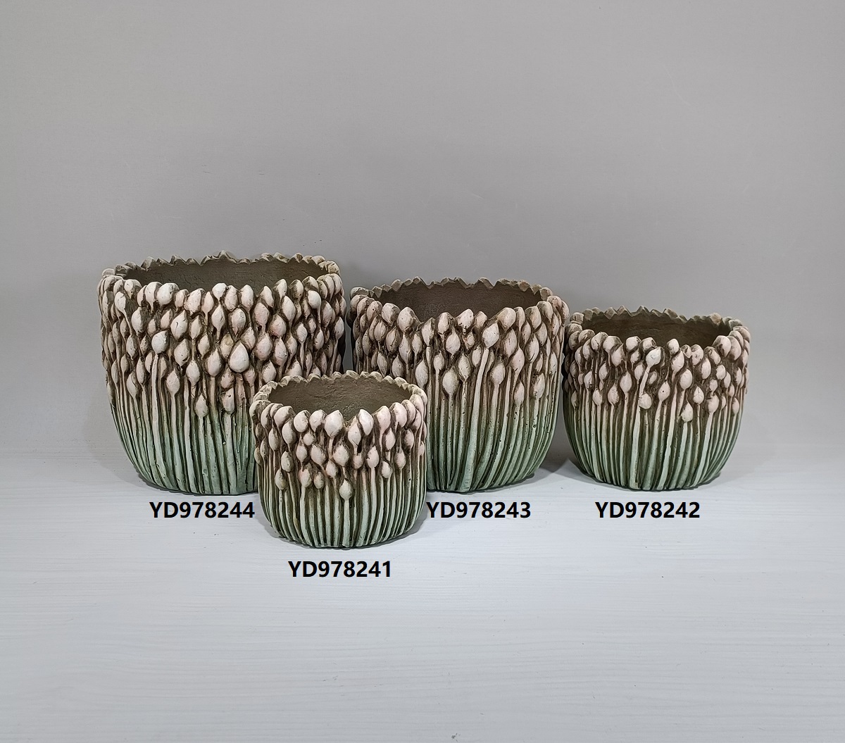 High quality balcony decor cactus succulent potted plant green color cement flower pots for plants