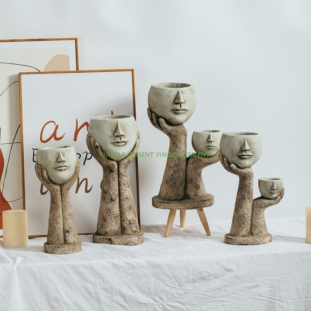 Wholesale Creative Design Matte Face Flower Pot Home Decorative Cement Succulent Planter Pot