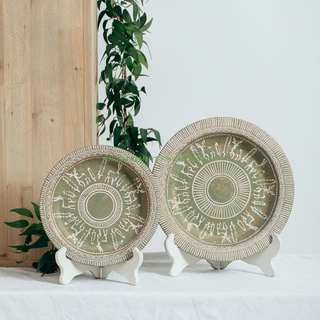 Nordic Style Popular Round Shape Living Room Table Top Christmas Decoration Plates Cement Dish Plate