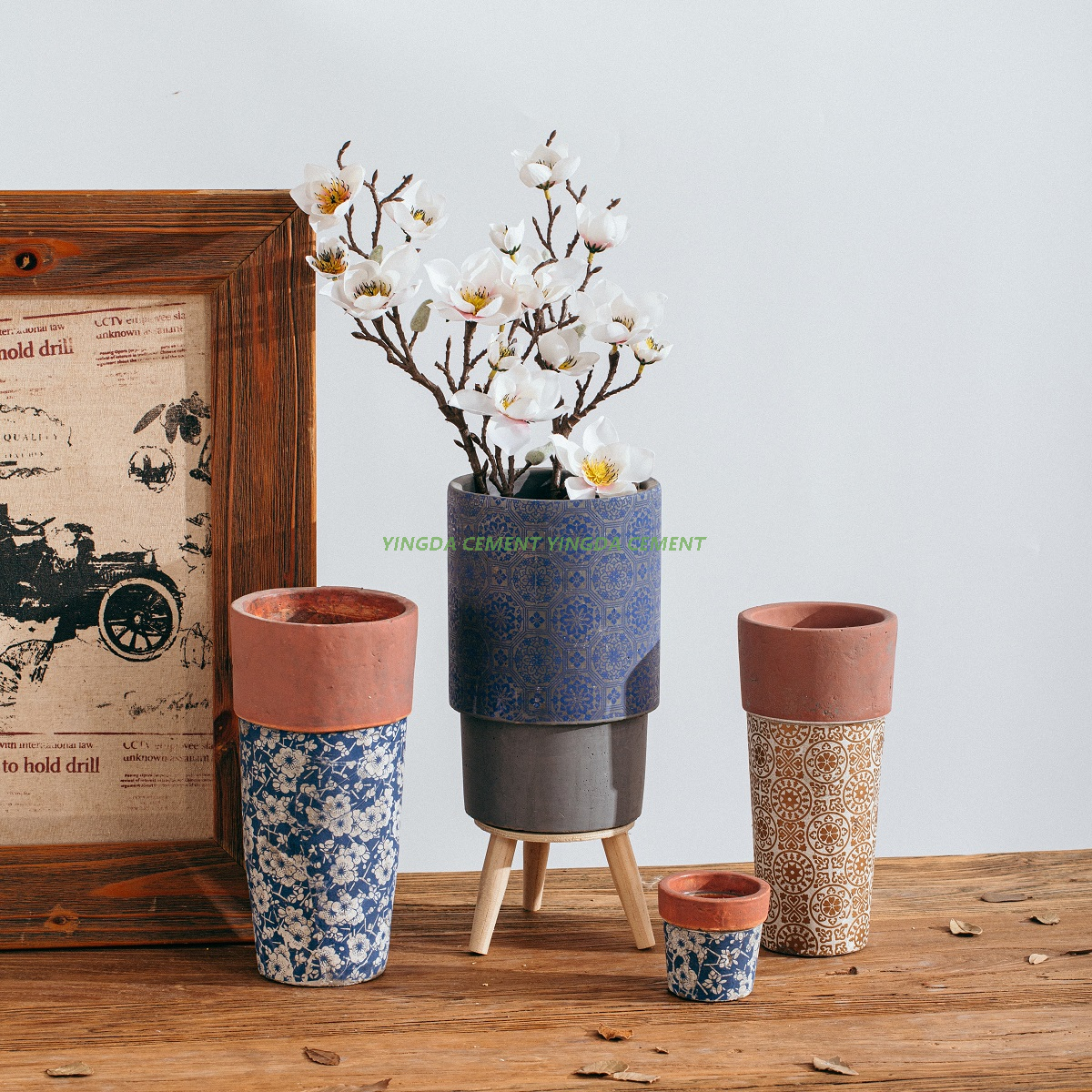 High Quality Creative Design Planter Pot Garden Decoration Rustic Cement Flower Pot for Sale