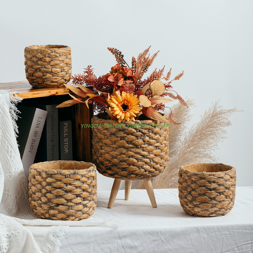 Basket Flower Pot Planter Cement Plant Pots