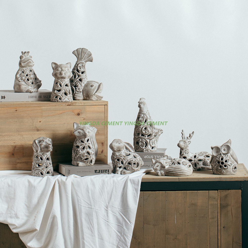Wholesale Art Hollowed-out Design Cute Animal Crafts Ornaments Creative Cement Home Decoration
