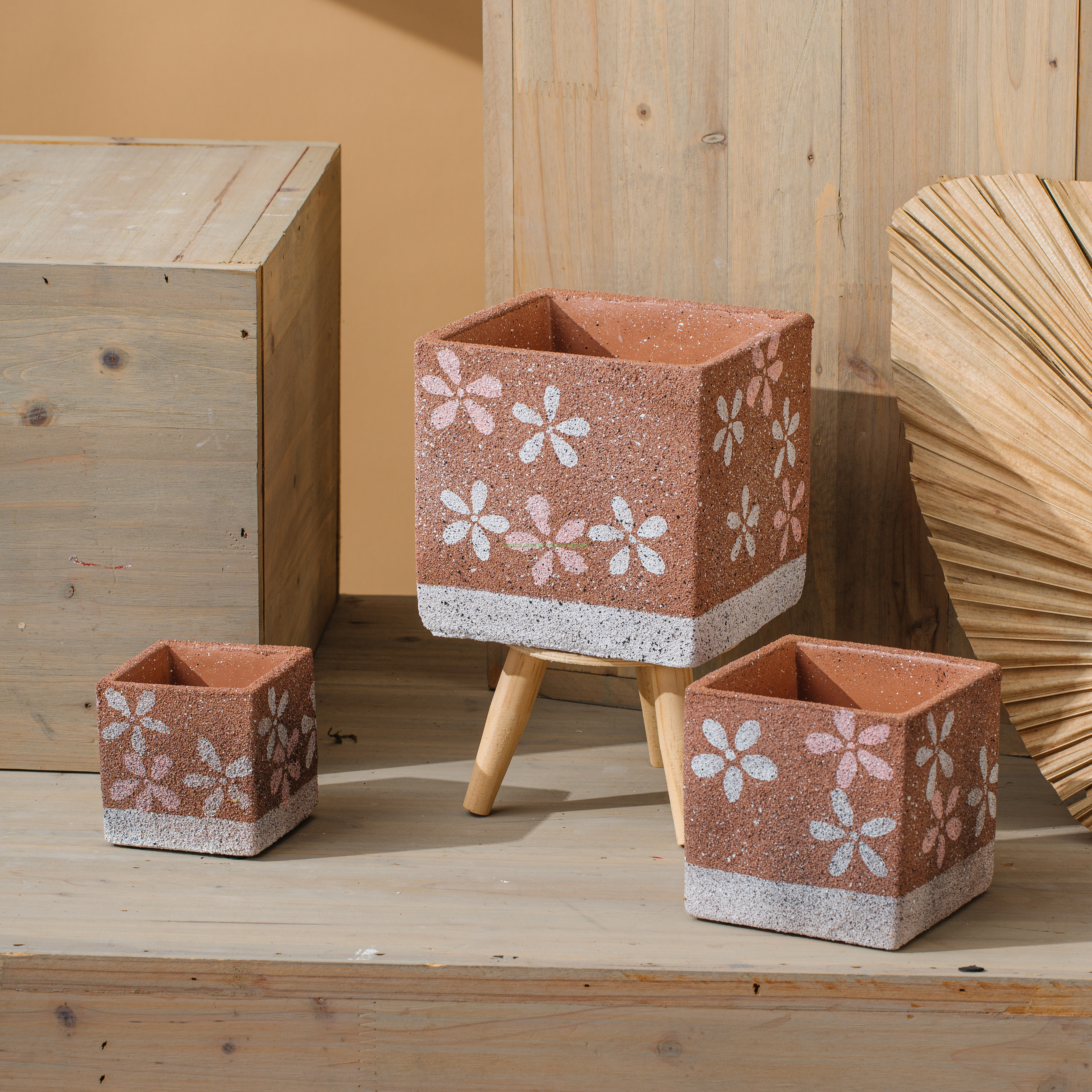 Hand-painted Rainbow Concrete Planter Multiple Sizes