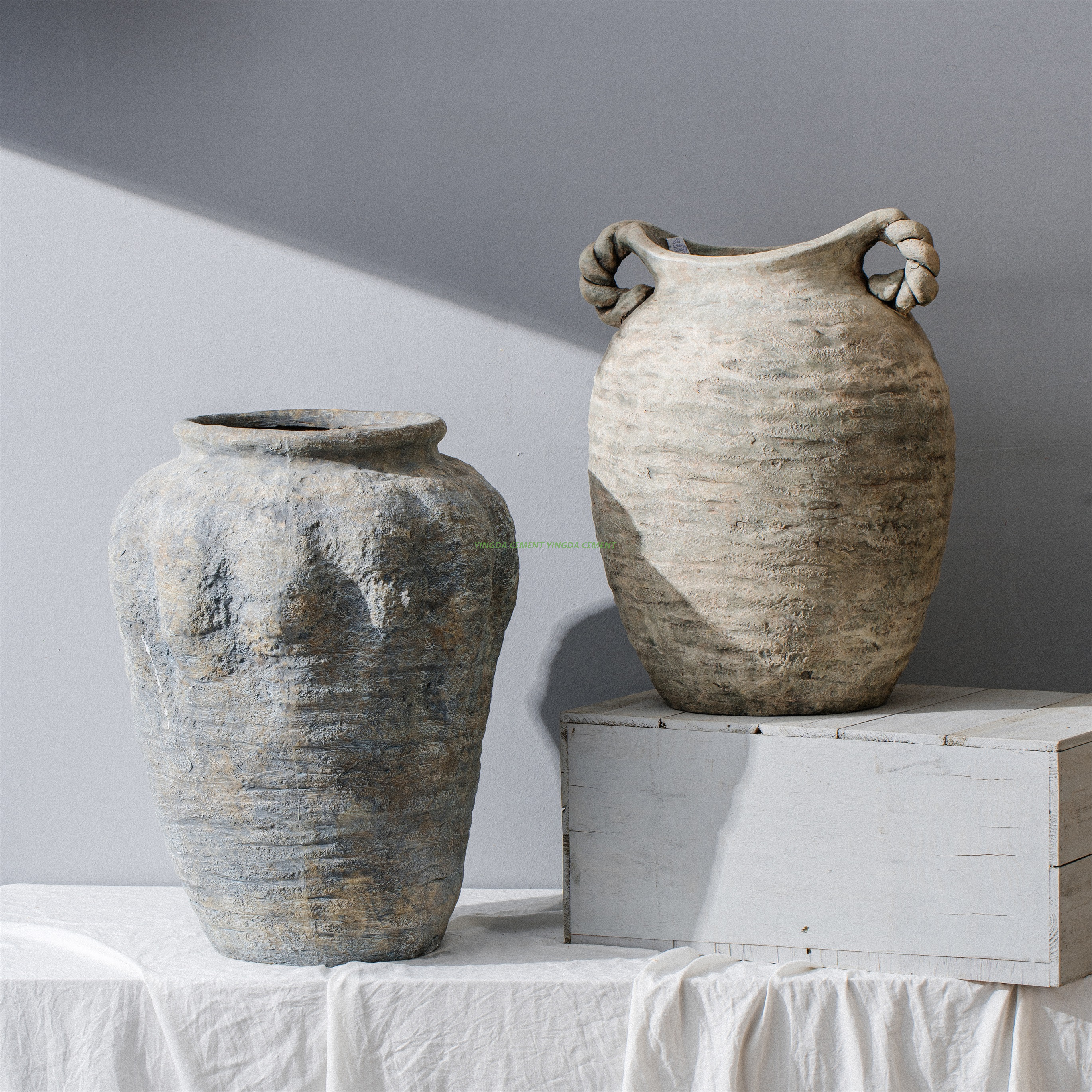 Rustic Style Indoor Outdoor Decoration Large Planter Pots Patio Garden Matte Concrete Flower Plant Pots