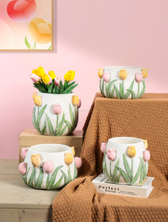 Cement Tulip-shaped Flower Pot for Decoration 